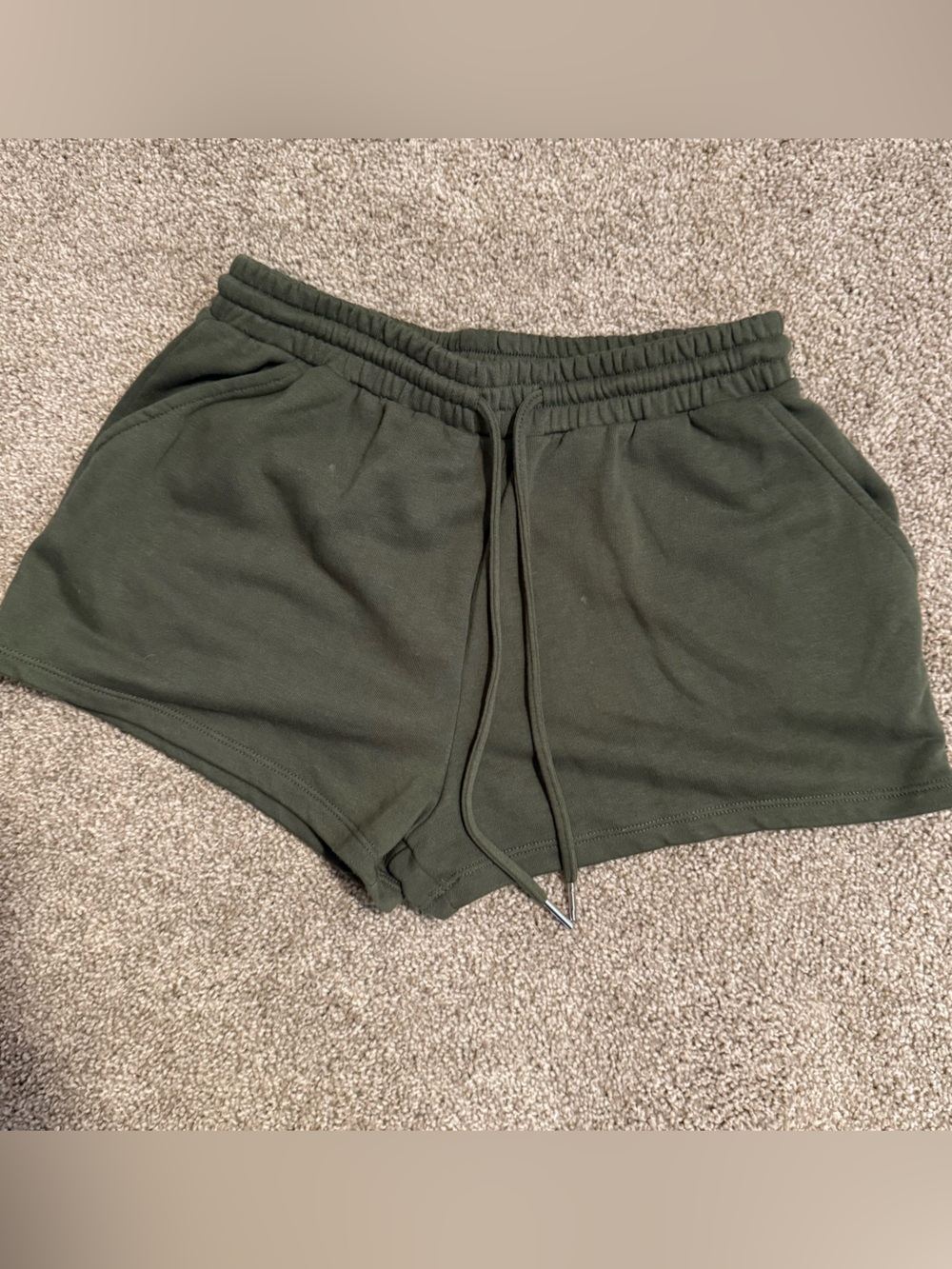 Women's Drawstring Lounge Shorts - Olive Green